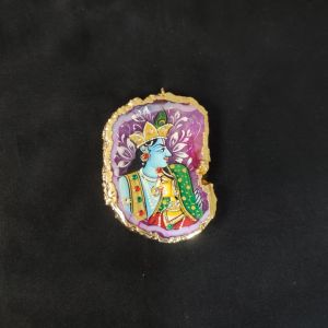 Navrabeads Onyx Stone Radha Krishna Pendant with Gold Foil Borders – Approx. 1 Piece for Jewellery Making