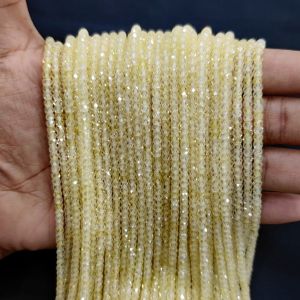 Navrabeads Yellow Cubic Zirconia Beads String 2x3mm – Premium CZ Faceted Crystal Spacer Beads, 14 Inch Strand, 135 Beads for Jewelry Making, Bracelet, Necklace & Earrings