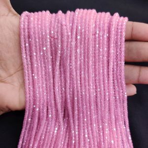 Navrabeads Baby Pink Cubic Zirconia Beads String 2x3mm – Premium CZ Faceted Crystal Spacer Beads, 14 Inch Strand, 135 Beads for Jewelry Making, Bracelet, Necklace & Earrings
