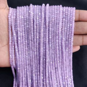 Navrabeads Light Lavender Cubic Zirconia Beads String 2x3mm – Premium CZ Faceted Crystal Spacer Beads, 14 Inch Strand, 135 Beads for Jewelry Making, Bracelet, Necklace & Earrings