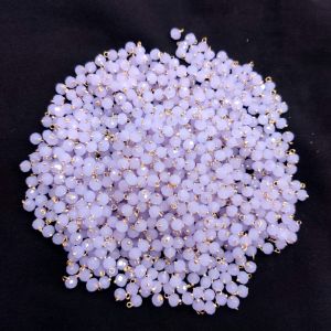 Navrabeads 6mm Opaque Crystal Loreals – Lavender Gold Finish, Pack of 50 Pieces | Jewellery Making Components for Jhumkas, Earrings & Pendants