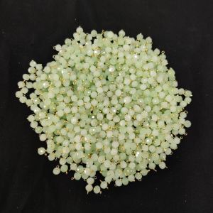 Navrabeads 6mm Opaque Crystal Loreals – Light Green Gold Finish, Pack of 50 Pieces | Jewellery Making Components for Jhumkas, Earrings & Pendants