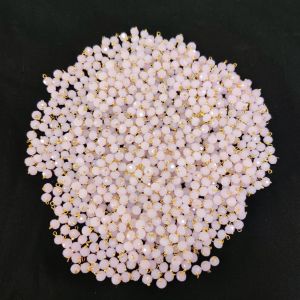 Navrabeads 6mm Opaque Crystal Loreals – Baby Pink Gold Finish, Pack of 50 Pieces | Jewellery Making Components for Jhumkas, Earrings & Pendants
