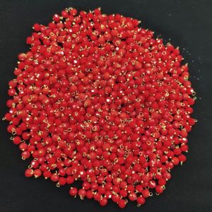 Navrabeads 6mm Opaque Crystal Loreals – Red Gold Finish, Pack of 50 Pieces | Jewellery Making Components for Jhumkas, Earrings & Pendants