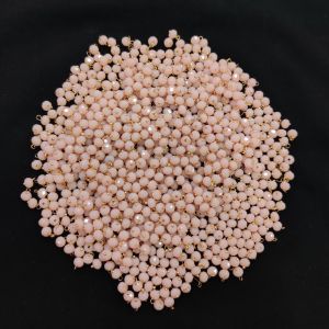 Navrabeads 6mm Opaque Crystal Loreals –Beige Gold Finish, Pack of 50 Pieces | Jewellery Making Components for Jhumkas, Earrings & Pendants