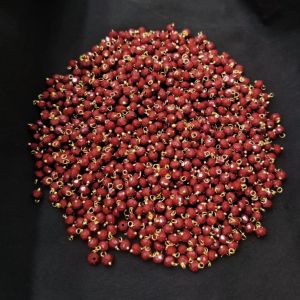 Navrabeads 6mm Opaque Crystal Loreals –Maroon Gold Finish, Pack of 50 Pieces | Jewellery Making Components for Jhumkas, Earrings & Pendants