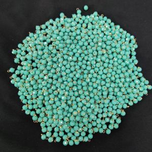 Navrabeads 6mm Opaque Crystal Loreals –Dark Spring Green Gold Finish, Pack of 50 Pieces | Jewellery Making Components for Jhumkas, Earrings & Pendants