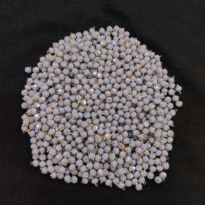 Navrabeads 6mm Opaque Crystal Loreals – Grey Gold Finish, Pack of 50 Pieces | Jewellery Making Components for Jhumkas, Earrings & Pendants