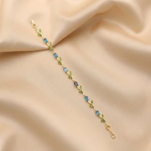 Navrabeads Trending Tulip Bracelet – Light Blue Stainless Steel | Fade-Resistant Fashion Bracelet for Women & Girls | 7 Inches