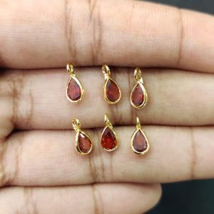 Navrabeads Zircon Drops Orange – Pack of 10 Pieces | Sparkling Jewellery Making Charms for Earrings, Necklaces & DIY Crafts