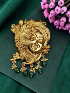 Navrabeads High Quality Krishna Pendant – Premium Gold Finish Temple Jewellery Pendant Only for Women & DIY Jewellery Making