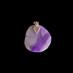 2.5" to 3" Natural Agate Slice Pendant, Silver Finish, sold by 1 Pc