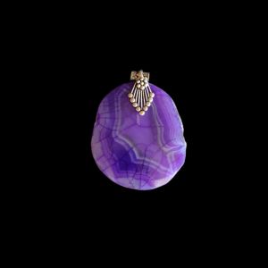 2.5" to 3" Natural Agate Slice Pendant, Silver Finish, sold by 1 Pc