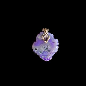 2.5" to 3" Natural Agate Slice Pendant, Silver Finish, sold by 1 Pc