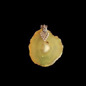 2.5" to 3" Natural Agate Slice Pendant, Silver Finish, sold by 1 Pc