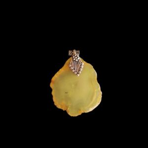 2.5" to 3" Natural Agate Slice Pendant, Silver Finish, sold by 1 Pc