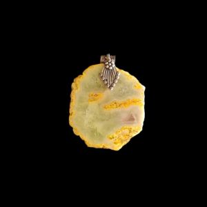 2.5" to 3" Natural Agate Slice Pendant, Silver Finish, sold by 1 Pc