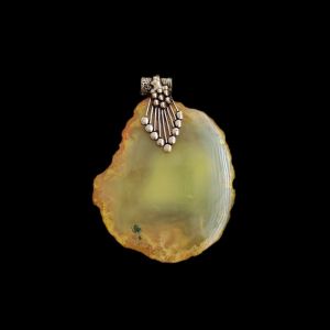 2.5" to 3" Natural Agate Slice Pendant, Silver Finish, sold by 1 Pc