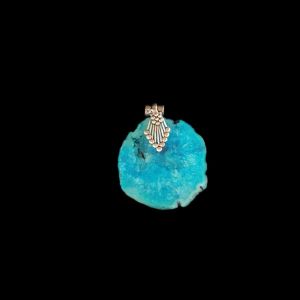 2.5" to 3" Natural Agate Slice Pendant, Silver Finish, sold by 1 Pc