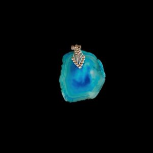 2.5" to 3" Natural Agate Slice Pendant, Silver Finish, sold by 1 Pc