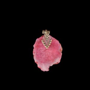 2.5" to 3" Natural Agate Slice Pendant, Silver Finish, sold by 1 Pc