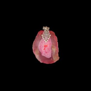 2.5" to 3" Natural Agate Slice Pendant, Silver Finish, sold by 1 Pc
