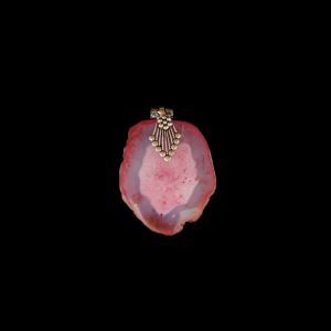 2.5" to 3" Natural Agate Slice Pendant, Silver Finish, sold by 1 Pc