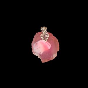 2.5" to 3" Natural Agate Slice Pendant, Silver Finish, sold by 1 Pc
