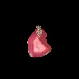 2.5" to 3" Natural Agate Slice Pendant, Silver Finish, sold by 1 Pc