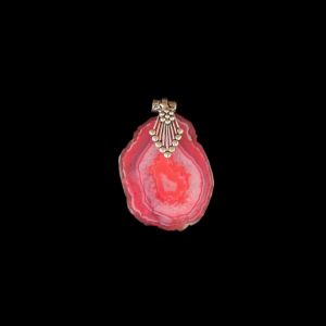 2.5" to 3" Natural Agate Slice Pendant, Silver Finish, sold by 1 Pc