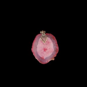2.5" to 3" Natural Agate Slice Pendant, Silver Finish, sold by 1 Pc