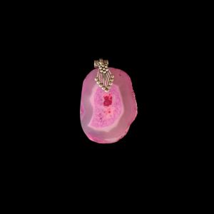 2.5" to 3" Natural Agate Slice Pendant, Silver Finish, sold by 1 Pc