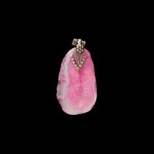 2.5" to 3" Natural Agate Slice Pendant, Silver Finish, sold by 1 Pc