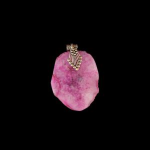 2.5" to 3" Natural Agate Slice Pendant, Silver Finish, sold by 1 Pc