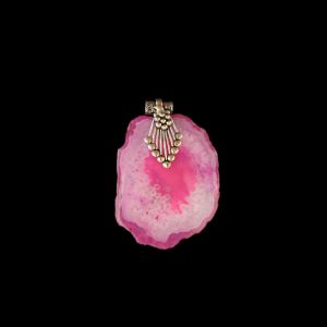2.5" to 3" Natural Agate Slice Pendant, Silver Finish, sold by 1 Pc