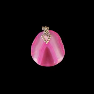 2.5" to 3" Natural Agate Slice Pendant, Silver Finish, sold by 1 Pc