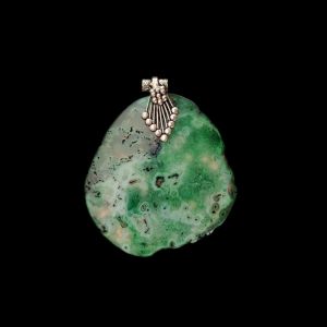 2.5" to 3" Natural Agate Slice Pendant, Silver Finish, sold by 1 Pc