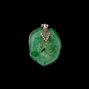 2.5" to 3" Natural Agate Slice Pendant, Silver Finish, sold by 1 Pc