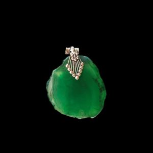 2.5" to 3" Natural Agate Slice Pendant, Silver Finish, sold by 1 Pc