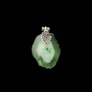 2.5" to 3" Natural Agate Slice Pendant, Silver Finish, sold by 1 Pc