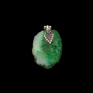 2.5" to 3" Natural Agate Slice Pendant, Silver Finish, sold by 1 Pc