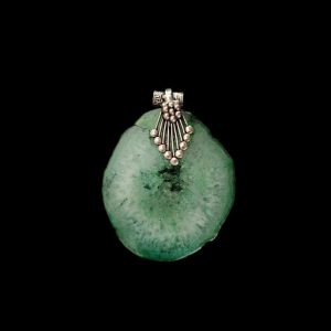 2.5" to 3" Natural Agate Slice Pendant, Silver Finish, sold by 1 Pc