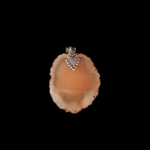 2.5" to 3" Natural Agate Slice Pendant, Silver Finish, sold by 1 Pc