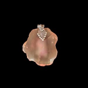 2.5" to 3" Natural Agate Slice Pendant, Silver Finish, sold by 1 Pc