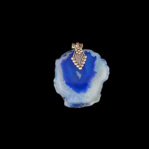 2.5" to 3" Natural Agate Slice Pendant, Silver Finish, sold by 1 Pc