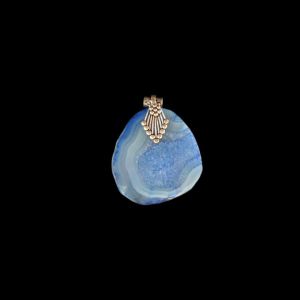 2.5" to 3" Natural Agate Slice Pendant, Silver Finish, sold by 1 Pc