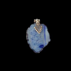 2.5" to 3" Natural Agate Slice Pendant, Silver Finish, sold by 1 Pc