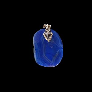 2.5" to 3" Natural Agate Slice Pendant, Silver Finish, sold by 1 Pc