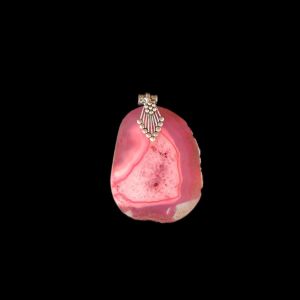 2.5" to 3" Natural Agate Slice Pendant, Silver Finish, sold by 1 Pc