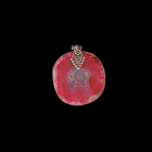 2.5" to 3" Natural Agate Slice Pendant, Silver Finish, sold by 1 Pc